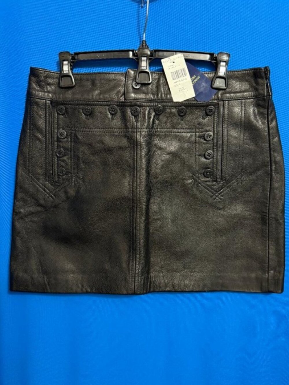 NWT $598 RALPH LAUREN 100% GENUINE LEATHER BLACK SKIRT LACE-UP TIE BACK SIZE 8